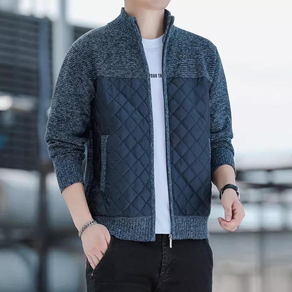 Pánské ležérní volné svetry kardigan na zip mikiny pánský kardigan stojáček slim volná bunda