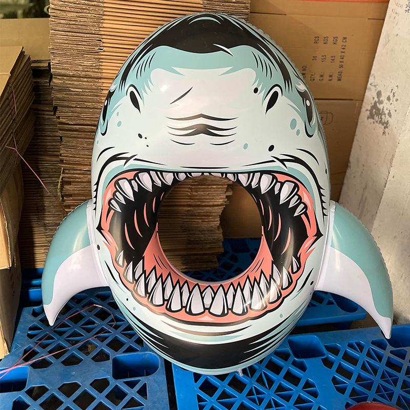 Bouée de natation en forme de requin, impression 3D réaliste, pour adulte, en PVC épais, tête d'épaulard, grande taille