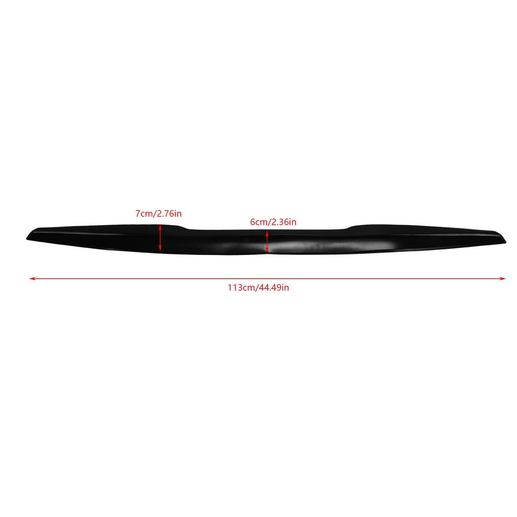 Universal Rear Roof Trunk Spoiler Lip Kit with Tail Wing, Rubber Strip Bar Wing Lip Trim Tailfin Tail Sticker in Glossy Black