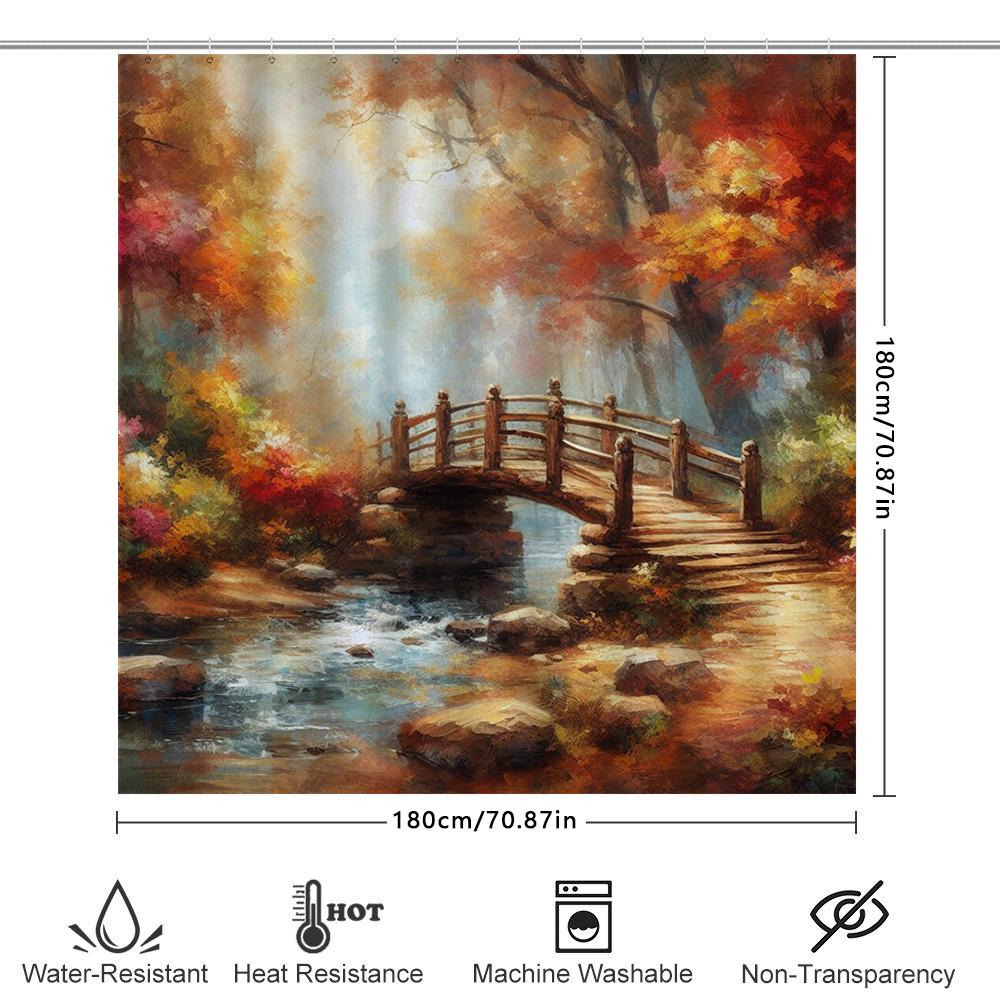 Outdoor Autumn Scenery Print Shower Curtain Bathroom Decor Waterproof Fabric High-Quality Home Goods Collection for Comfortable