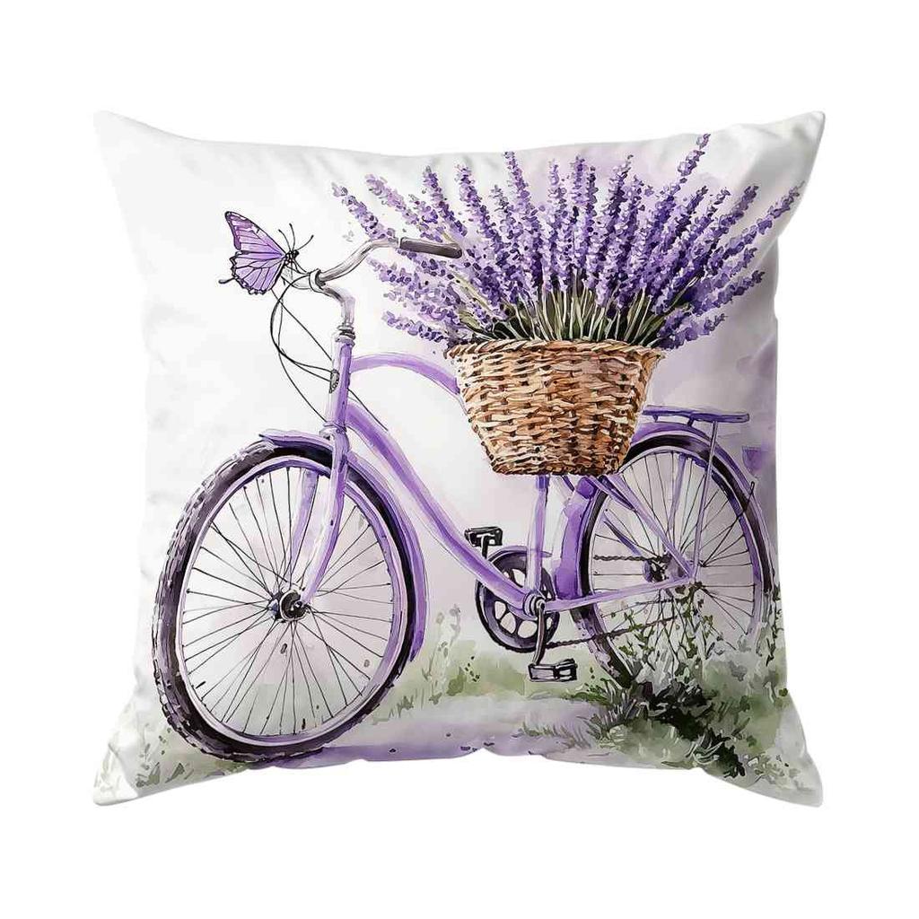 Heimdeko Bettwäsche Fantasie Lavendel Fahrradmuster Heimdeko Kissenbezug Wohnzimmer Sofa Polyester Kissenbezug