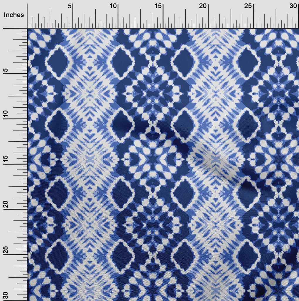 oneOone Cotton Poplin Indigo Blue Fabric Geometric Shibori Sewing Material Print Fabric By The Yard 42 Inch