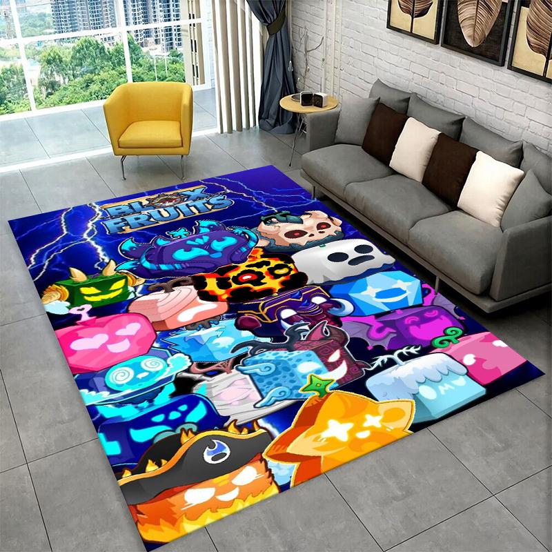 Classic B-Blox Fruit Cartoon Game Carpet Rug for Bedroom Living Room Sofa Playroom Doormat Home Decor,Kid Area Rug Non-slip