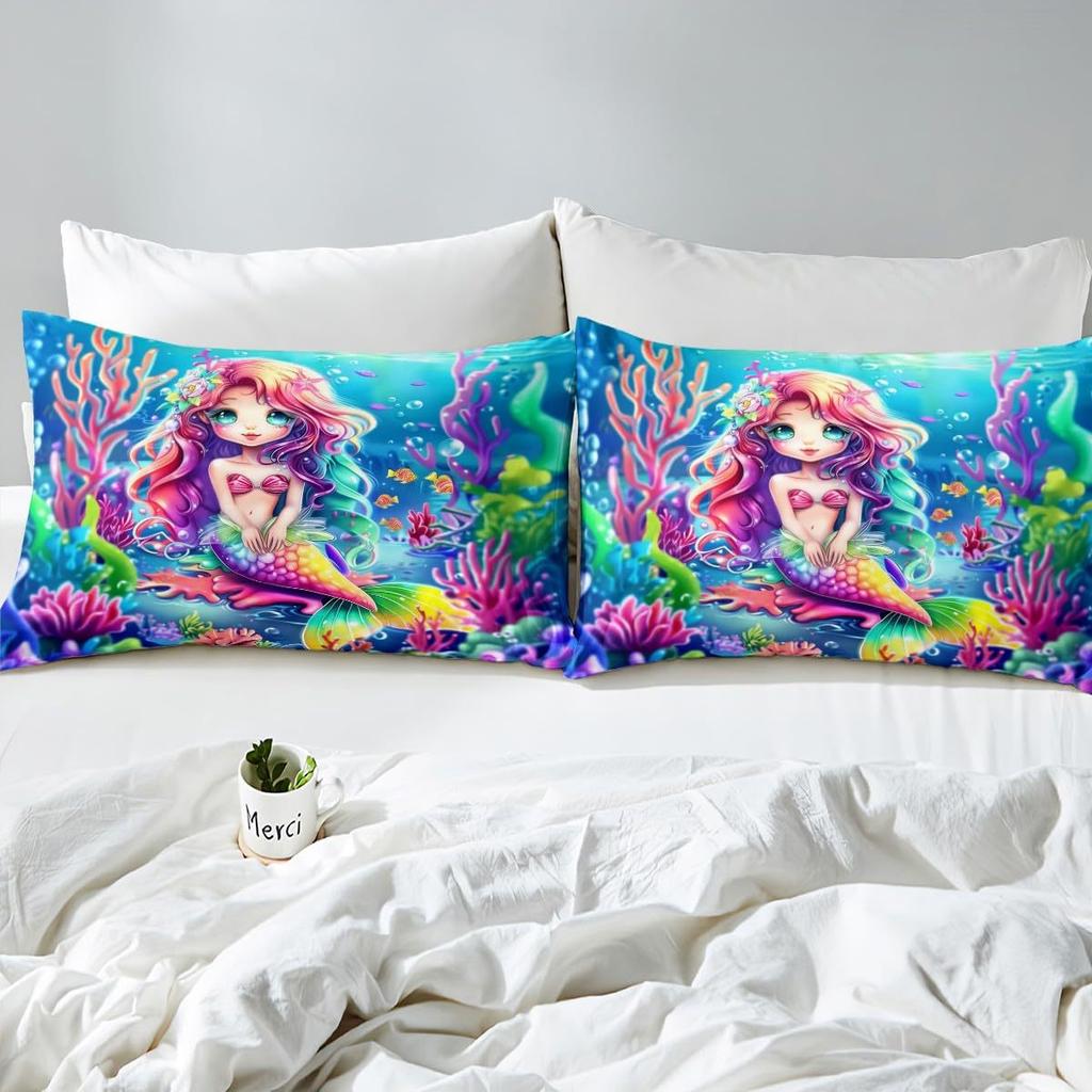 Seabed Color Coral Pattern Bed Hat Four-piece Bedding Set Bedroom Dormitory Bedding Set