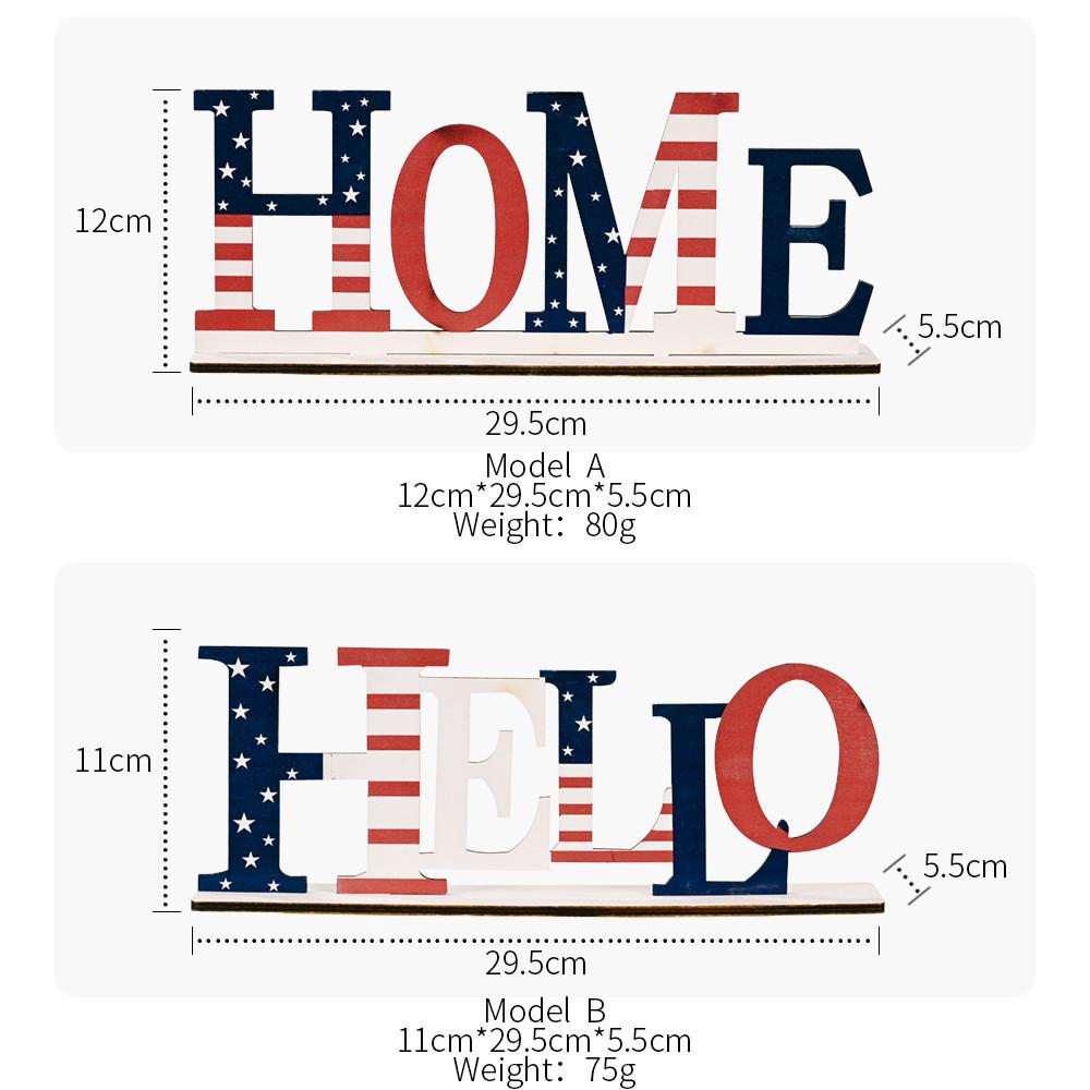 Alphabet Unique Wooden Ornament Independence Day Decor For Home And Cheer Holiday