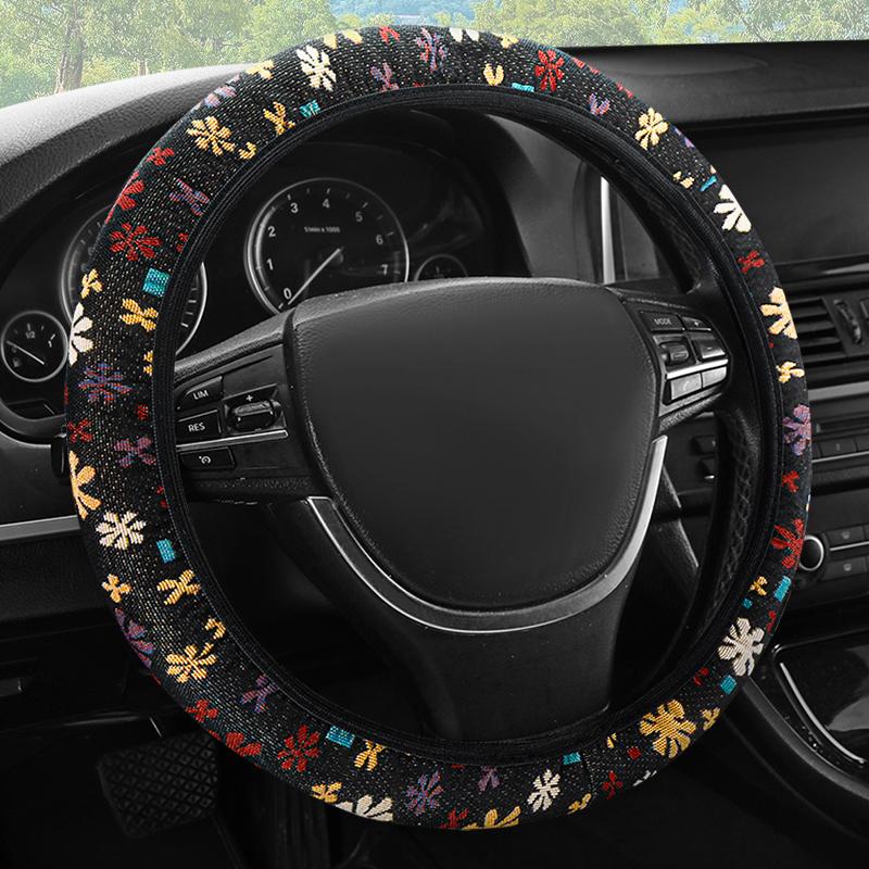Elastic Stretch Steering Wheel Cover Without Inner Ring Fits 14.5-15in Steering Wheels, Breathable Linen,  Odorless, Easy Carry