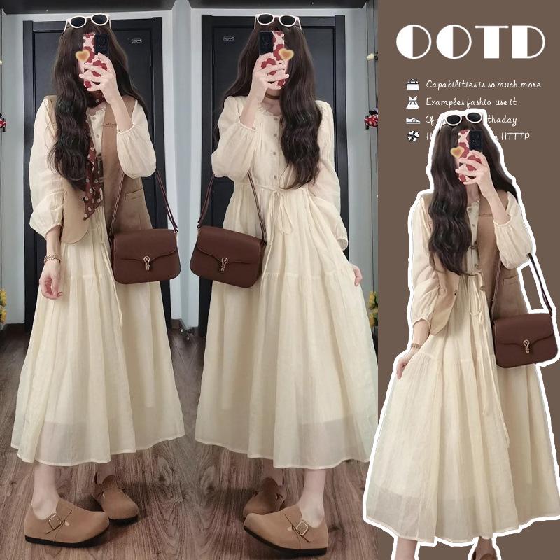 2026 Spring Korean-Style Maternity Two-Piece Dress Set M
