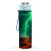 1PC Dark Sky Green Lightning Storm Print 750ml Color Plastic Sports Water Bottle Leakproof Flip Straw Lid Suitable for Sports Office Home Use