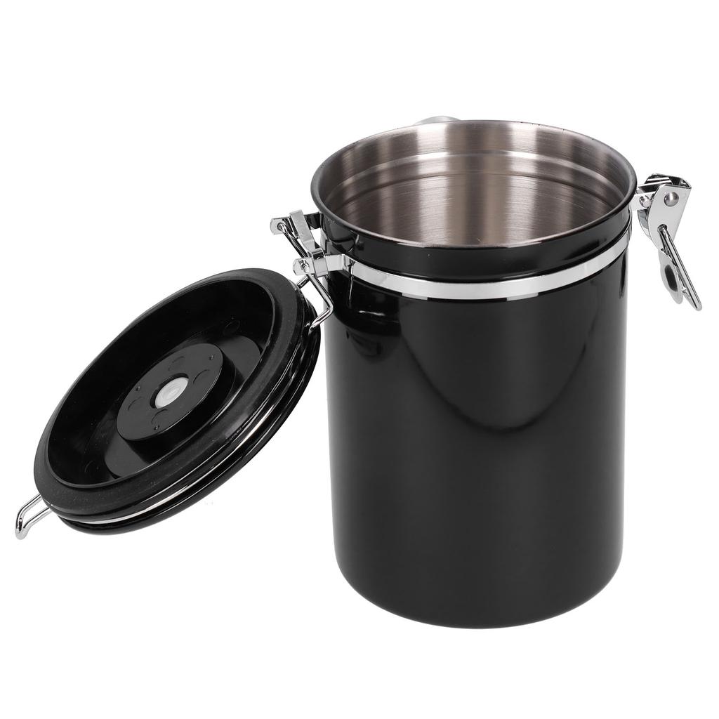 Koffiebonencontainer met ontluchtingsventiel Thee Bladeren Bewaarbus voor Keukengebruik(Zilveren Lepel 1.8L (750g Koffiebonen gevuld))