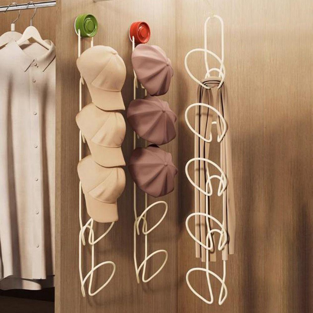 

No Punching Suction Cup Hat Organizer Stackable Hat Storage Rack Baseball Cap Hanger Closet червоний