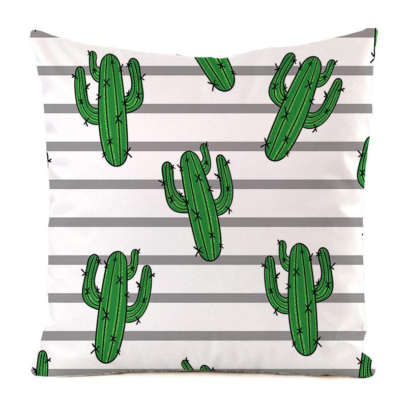 Cartoon Minimalist Cactus Style Digital Printing Short Plush Pillow Covers For Car Sofa Office Cushion Cover Home Goods