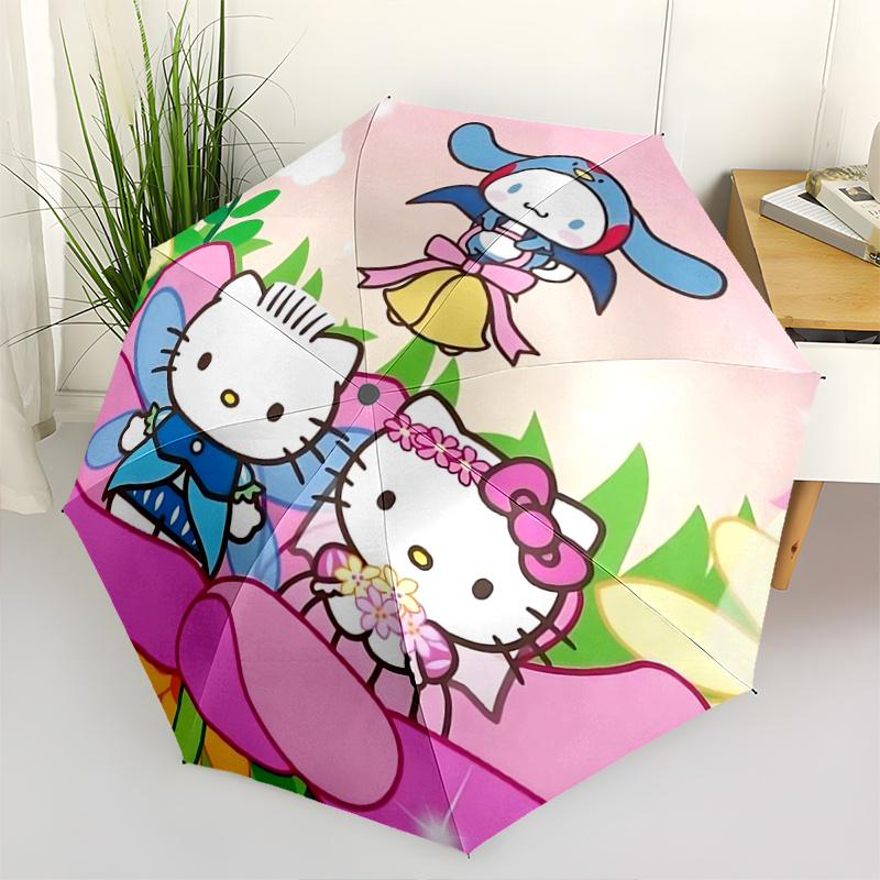 

1pc Hello Kitty Fairy Wings Auto Open Close Umbrella - Portable Tri-Fold Design with 8-Bone Iron Frame, Perfect for Festivals, Travel, Daily Use, and