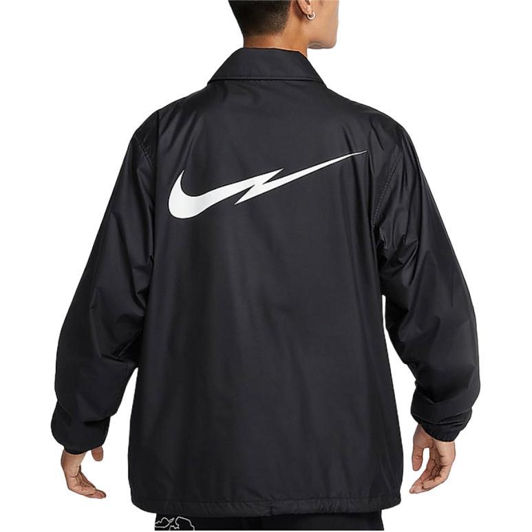 Nike FW24 Solid Color Polo Woven Sports Long Sleeve Jacket Men Jacket Black FZ0801-010
