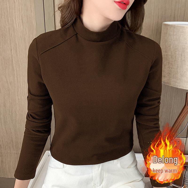 2025 Autumn/Winter Women's German Velvet Thermal Double-Sided Fleece Turtleneck Base Layer Top