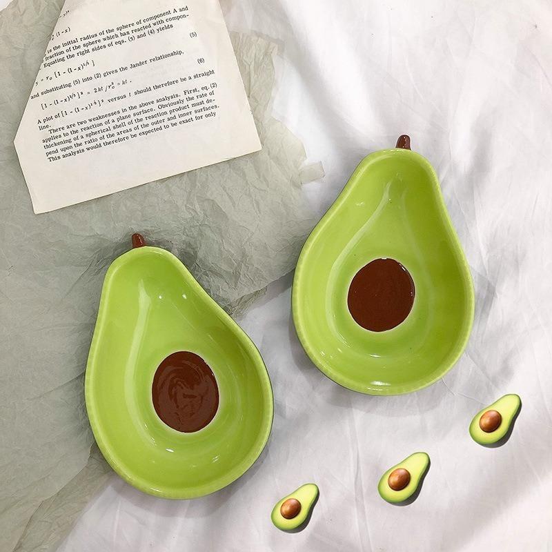 1pcs New Cute Avocado Ceramic Plate Tableware Dessert Plate Snack Plate Salad Bowl Photo Props