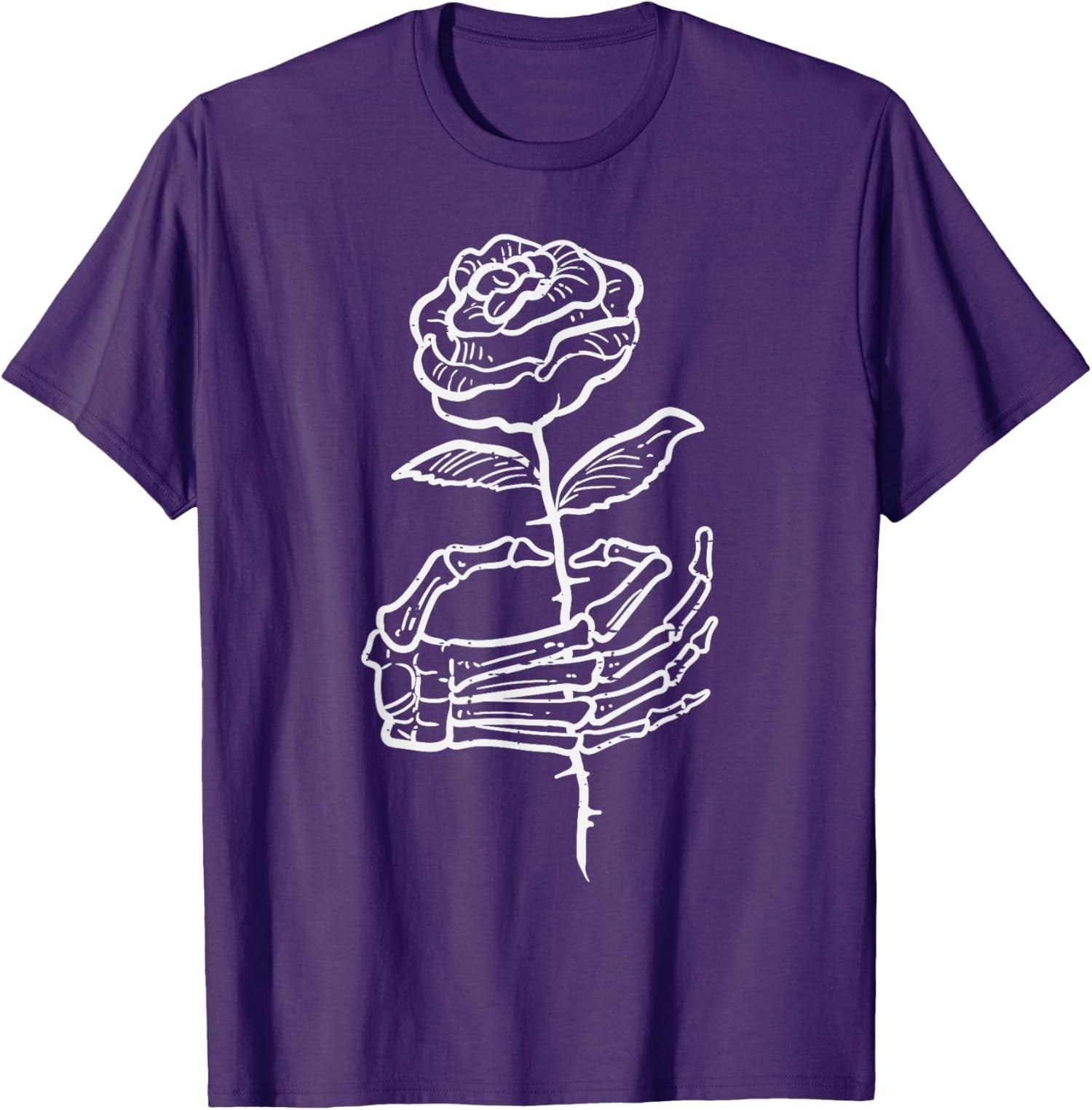 Halloween Skeleton Hand Rose Goth Costume Unisex T-Shirt S разноцветный