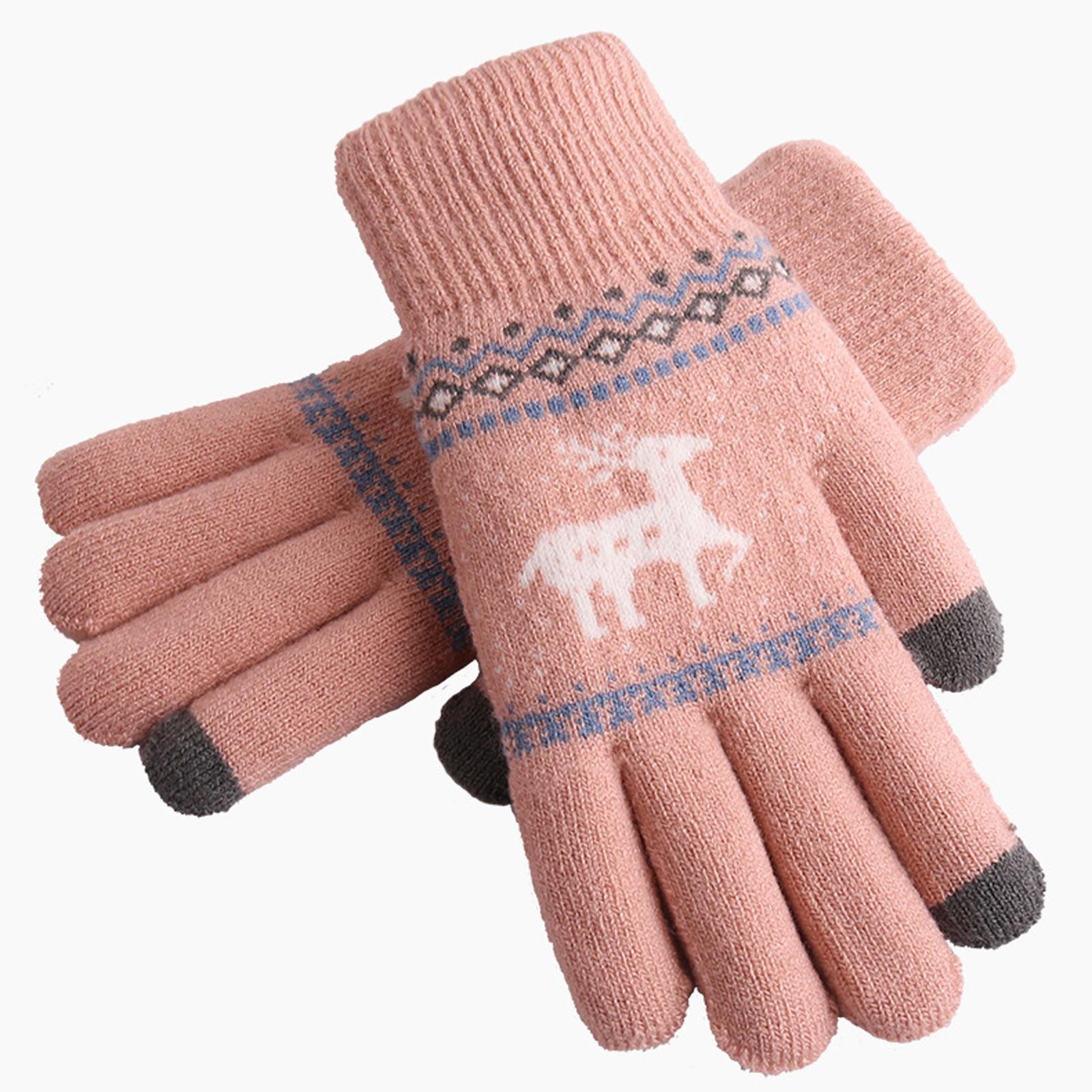 

Winter Women Adult Plus Velvet Thickening Cute Christmas Finger Gloves