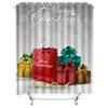 TU Christmas Shower Curtain Festive Holiday Gift Box Pattern Waterproof Bathroom Decor Merry Xmas Backdrop Festive Home Decorati