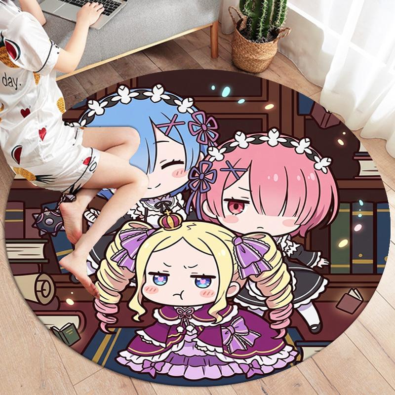Re Zero Round Area Rug Carpet Rug For Living Room Bedroom Sofa Playroom Decor Nonslip Floor Mat