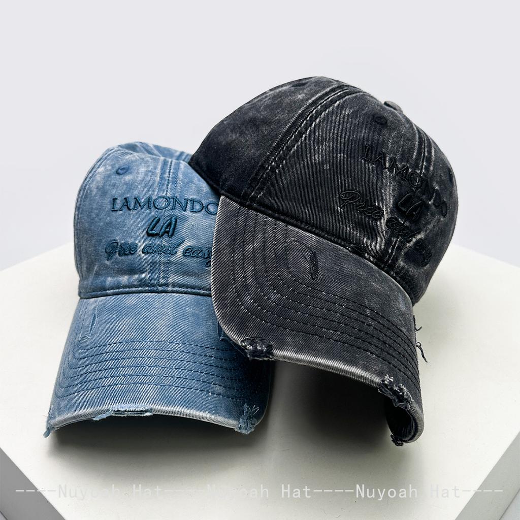 And Women Broken Style Embroidered Letter Prints Baseball Caps Bandhnu Sun Protection Street Style All-Match Distressed Peaked Hats Trendy Ins