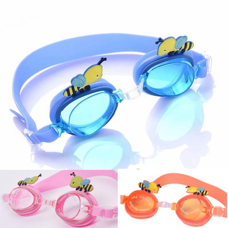Children's Cartoon Swim Goggles with Earplugs - Crab, Bee, and Dolphin Design