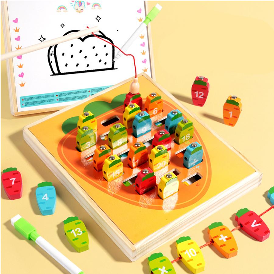 Kids Wooden Fishing Game Toys Gifts Early Education Alphabet Number Cognitive Toys Children Interactive Games Toys for Gifts