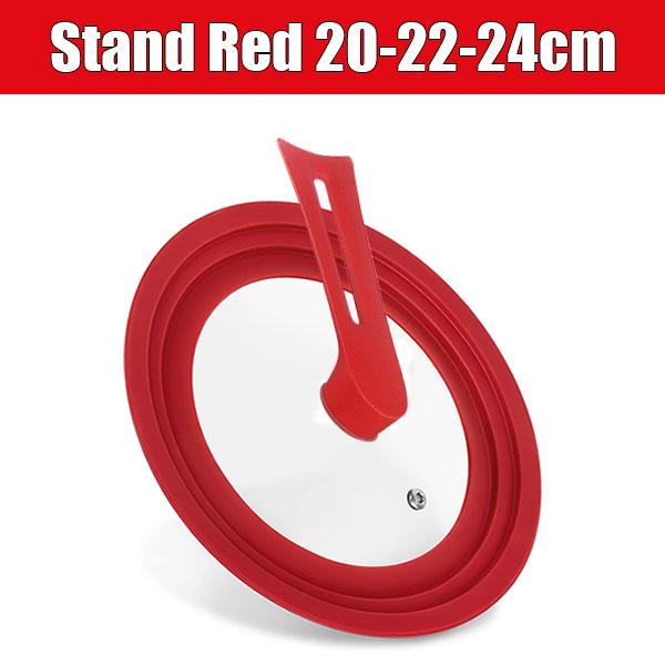 Silicone Universal Pan Lid with Standing Handle Kitchen Pot Skillet Frying Pan Cover Cookware Tempered Glass Replacement Pan Lid