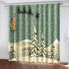 Christmas Decoration Curtain 3D Cartoon Santa Claus Christmas Tree Polyester Cloth Curtain Snowman Pattern Festive Atmosphere