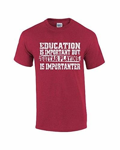 Funny Guitar T-Shirt Education is Important but Guitar Playing is Importanter 3XL