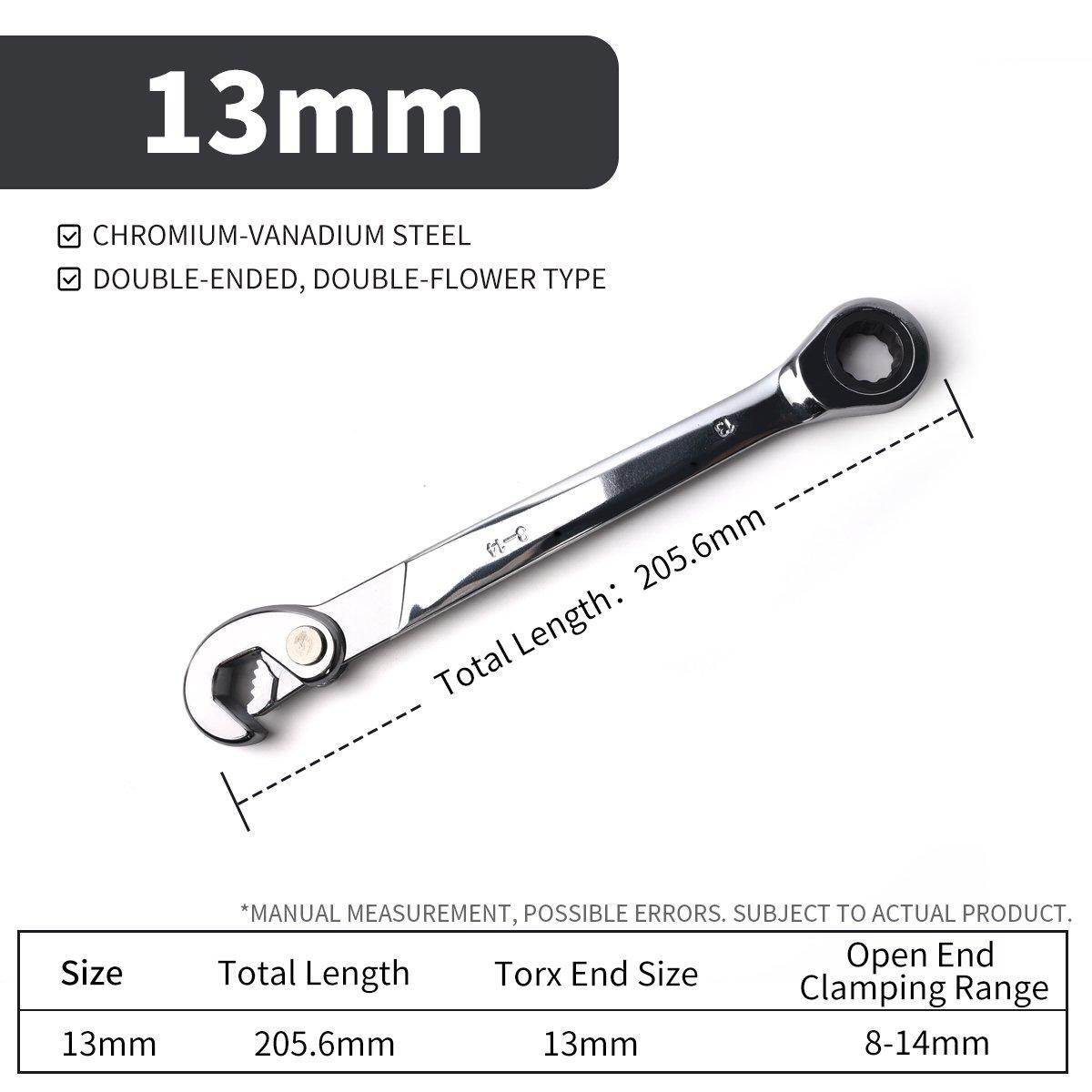 

8-14/13-19/18-32mm Universal Adjustable Wrench Double-End 72-Tooth Ratchet Hook Large Opening Spanner Pipe Plumbing Repair Tool