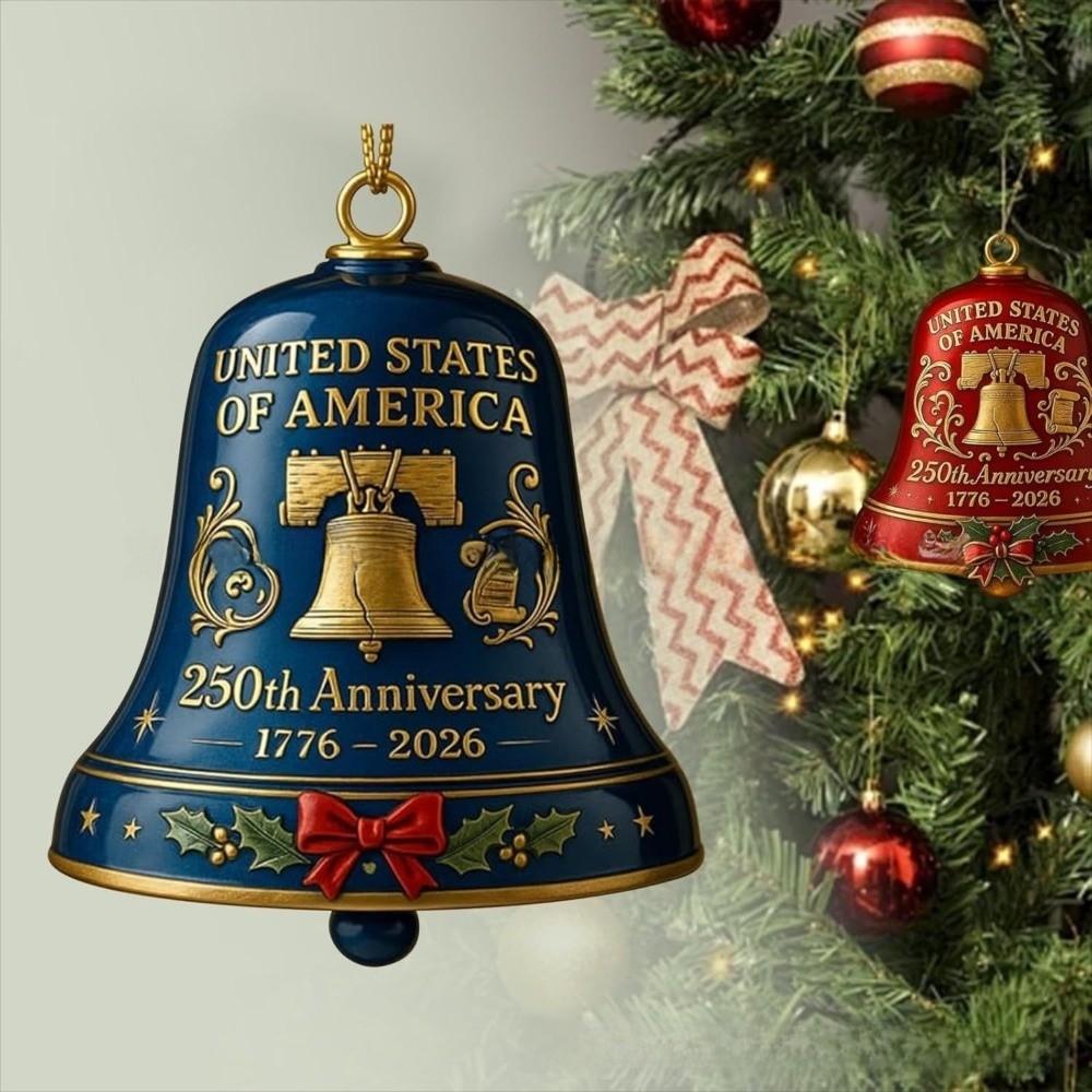 Vintage-Style 250th Anniversary Bell Ornament Portable Decoration with Commemorative Detailing Metal Hanging Bell