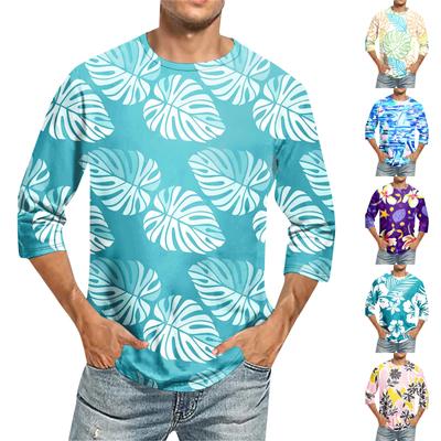 Men'S Round Neck Three-Quarters Sleeve Top Casual Fashion T-Shirt