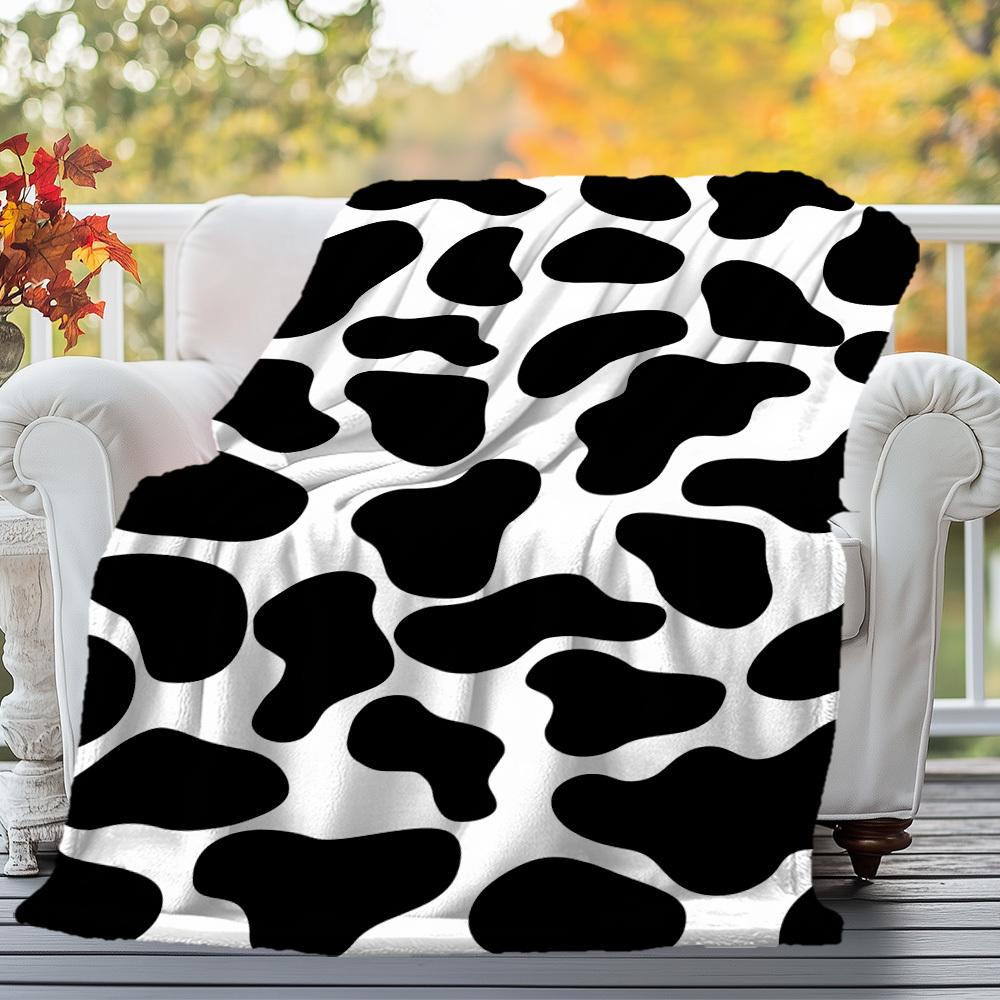 1PC cow printOutdoor Flannel Blanket - Soft Plush Decor for Picnics, camping, Bedroom, Playroom, Office, or Lunch Break 1364A