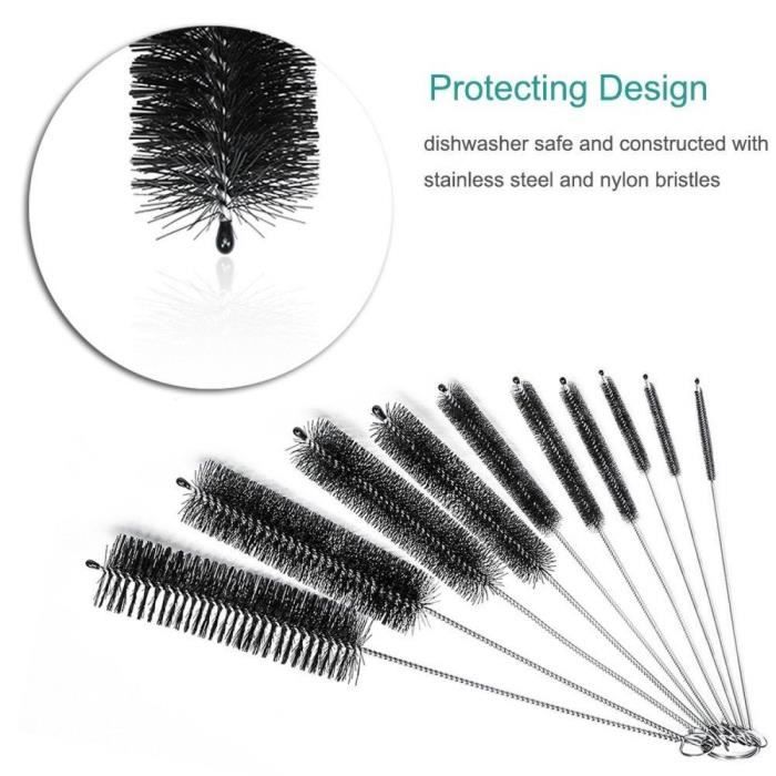 Jzk® 10 x brosse de nettoyage de tuyaux de brosse nettoyant à tube en nylon