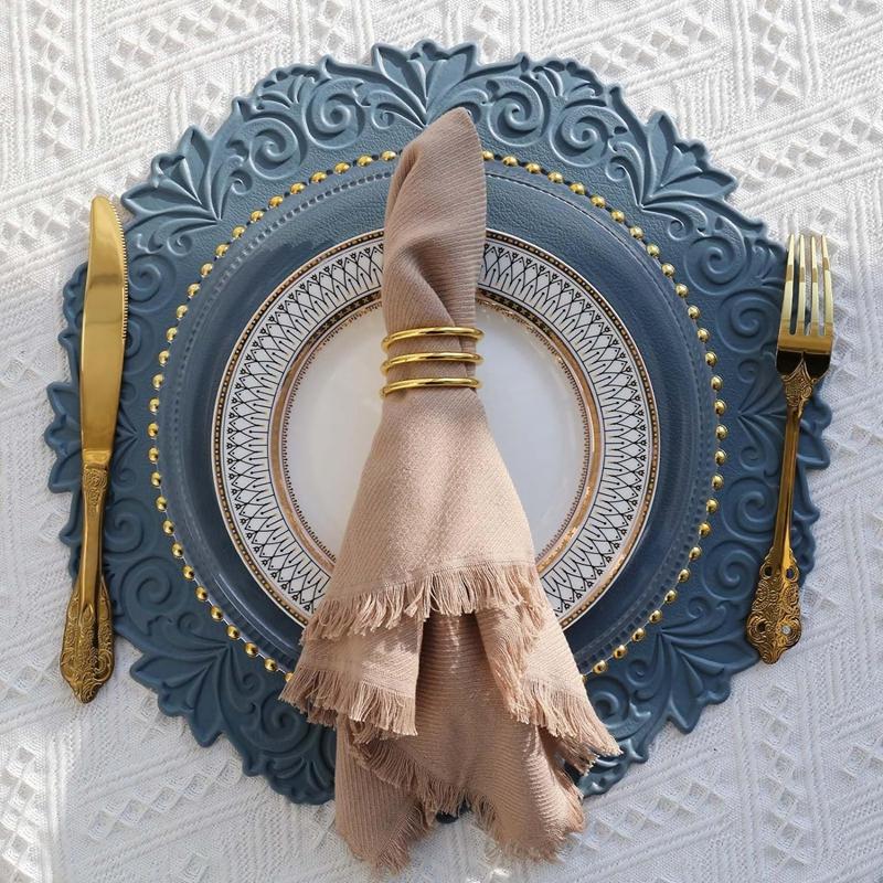 1/4/10sets Party Table Placemats Round Nortic Embossed Faux Leather Kitchen Dining Table Mats Home Decor Gift Placemats