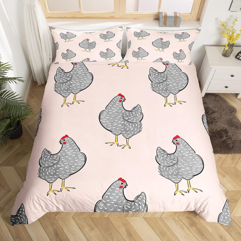 Cute Duck King Queen Duvet Cover Cartoon White Goose Bedding Set Funny Farmhouse Animal Comforter Cover Polyester Quilt Cover
