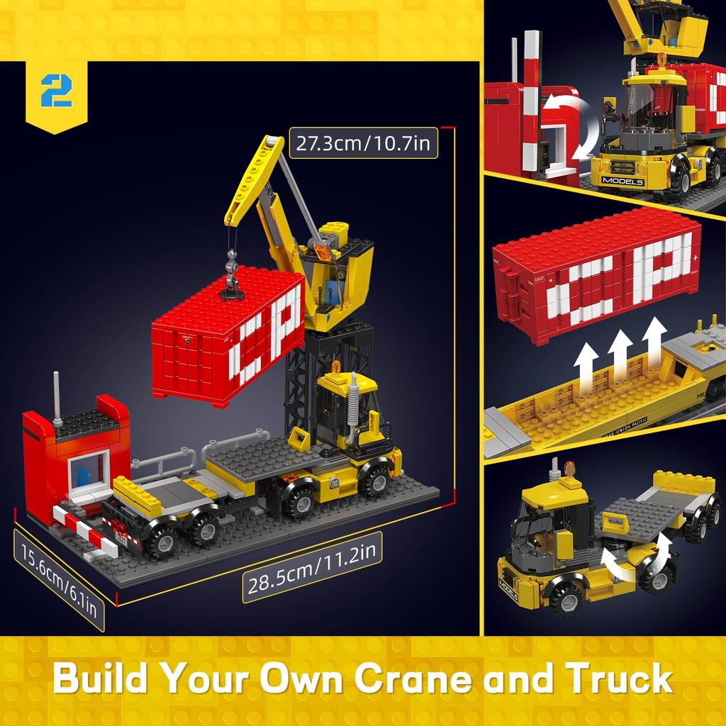 Mould King 12027 MOC Remote Control EMD SD40-2 Diesel Locomotive Railroad Train Building Block Set Kit 1170 Railroad Freight Cargo Car