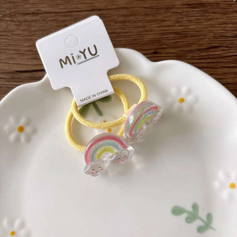 2 PCS Cartoon Sunflower Elastic Hair Bands for Girls Cute Transparent Children Hair Ties Baby Headwear Hair Accessories