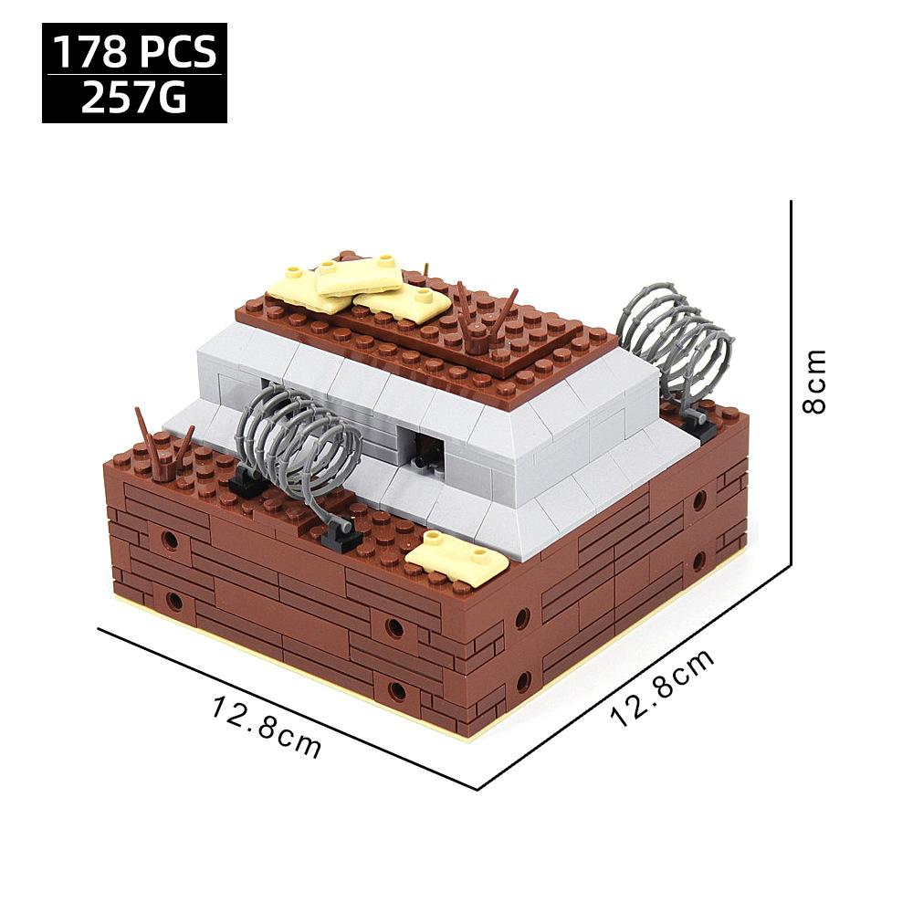 Small Particle Assembled Building Block Trench Fortress Bunker Military Battlefield Scene Ornament Decorative Toy