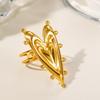 European & American Fashion Stainless Steel Flower Ring, 18k Gold-Plated Open Adjustable Jewelry