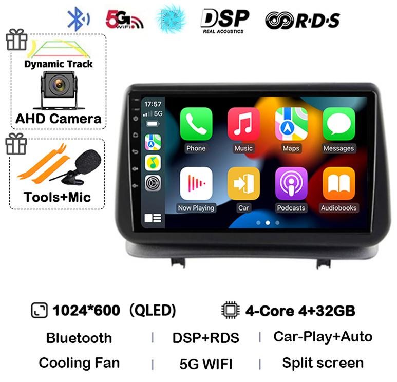 Android 14 Auto Carplay For Renault Clio 3 CLIO 3 2005-2014 WIFI+4G Car Radio Navigation GPS Stereo Video Player 360 Camera DSP