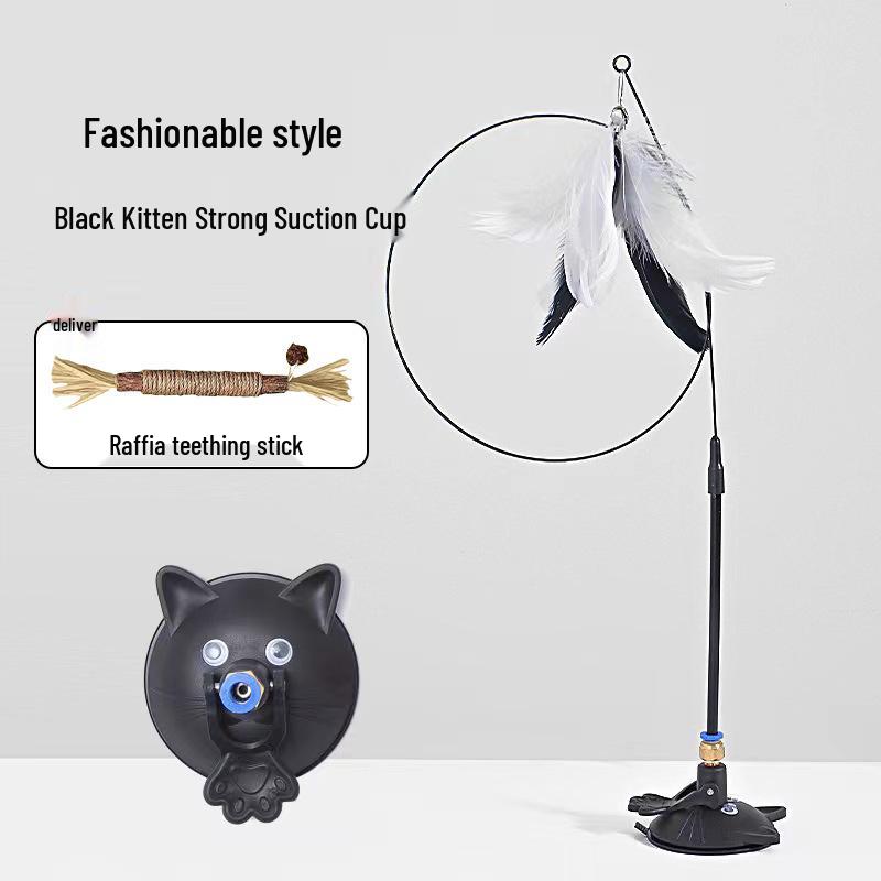 Cat Teaser Wand with Suction Cup - Self-Play Boredom Relief Toy for Kittens