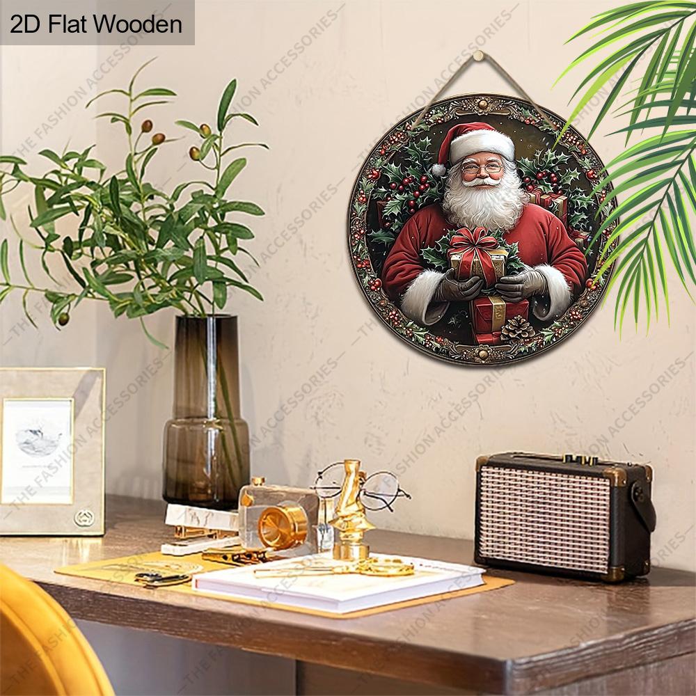 Weihnachtsdekorationsschild, hängende Innendekorationen, Wandkunst, 2D flache Holzprodukte mit Weihnachtsmann-Mustern, Weihnachtsgeschenke für Freunde und Familie