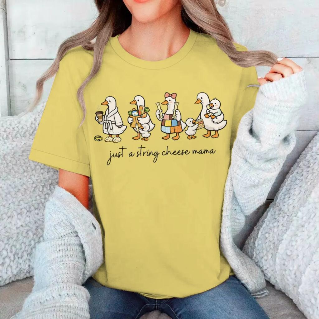 Just A String Cheese Mama Fun Duck Mom Tshirt Mama Life Graphic Tee Fashion Mothers Day Gift For Mommy Unisexs Tshirts