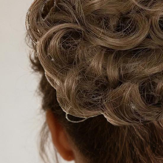 Păr postis pentru coc dezordonat, aspect natural, creț, gros, coc, scrunchies, extensii de păr Ponytail sintetice pentru femei cu elastic