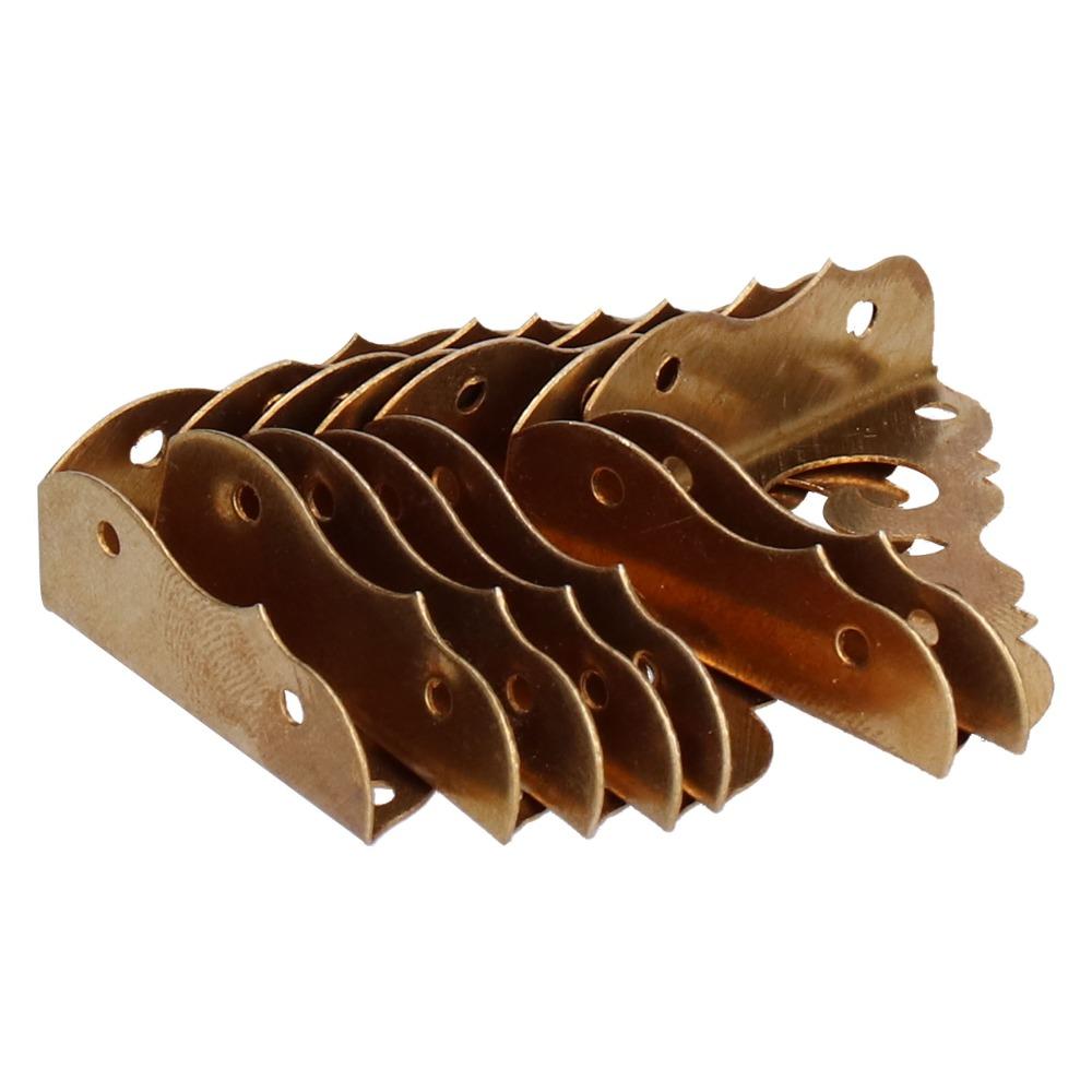 8pcs 1.2in Box Corner Protector Brass Table Corner Guard Vintage Short Side Corner Guard  Cabinet