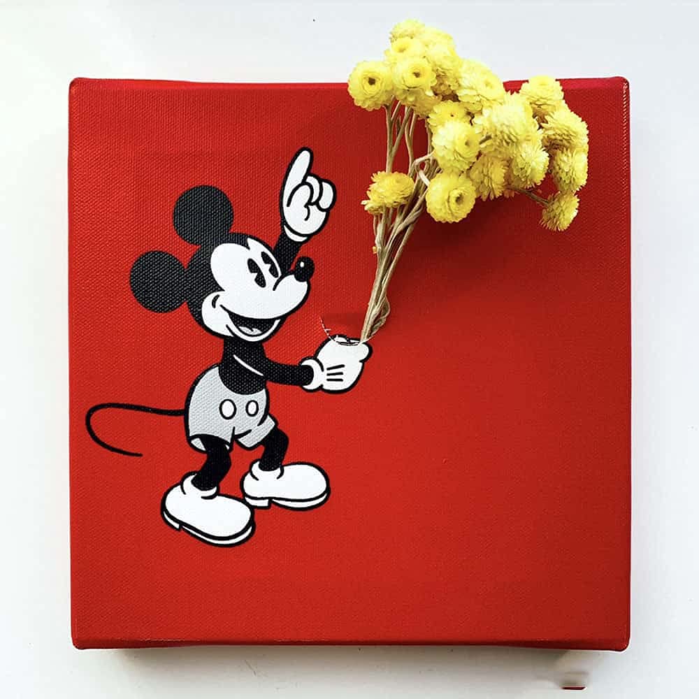 Art Deli Disney Mickey Mouse IKEBANA Poster 20cm x Made in Lightweight Disney Panel, 20cm, Japan, Fabric, IKE-DSNY-1807-04