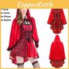 Sleeveless Red Riding Hood Gothic Costume With Cloak For Halloween Cosplay And Parties