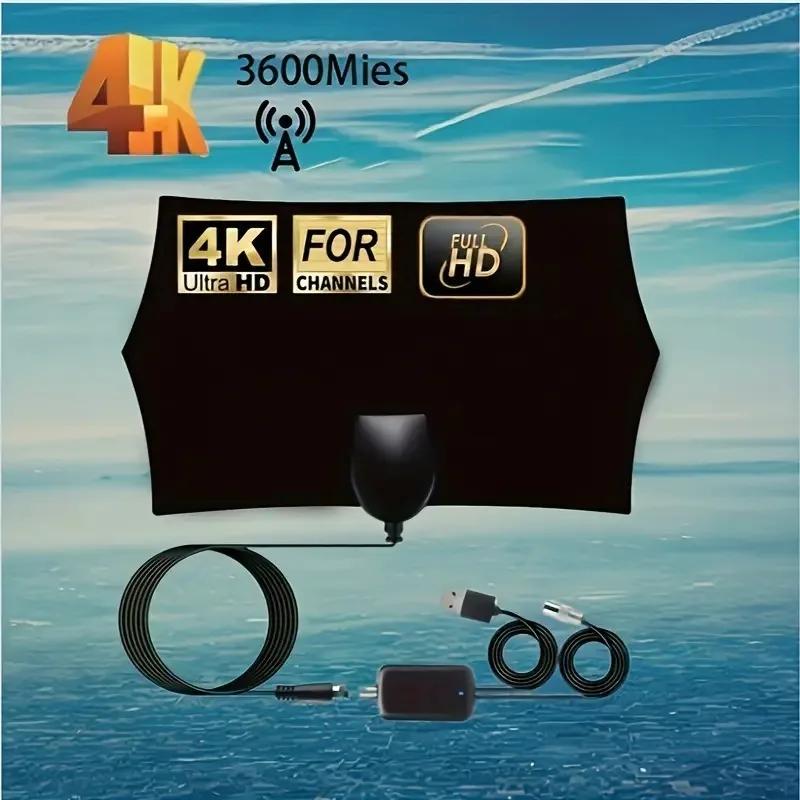 4K 1080P HD Hexagonal TV Antenna - Powerful Signal Amplifier Ultra Clear for Smart/Old TV Long Range Wide Compatibility
