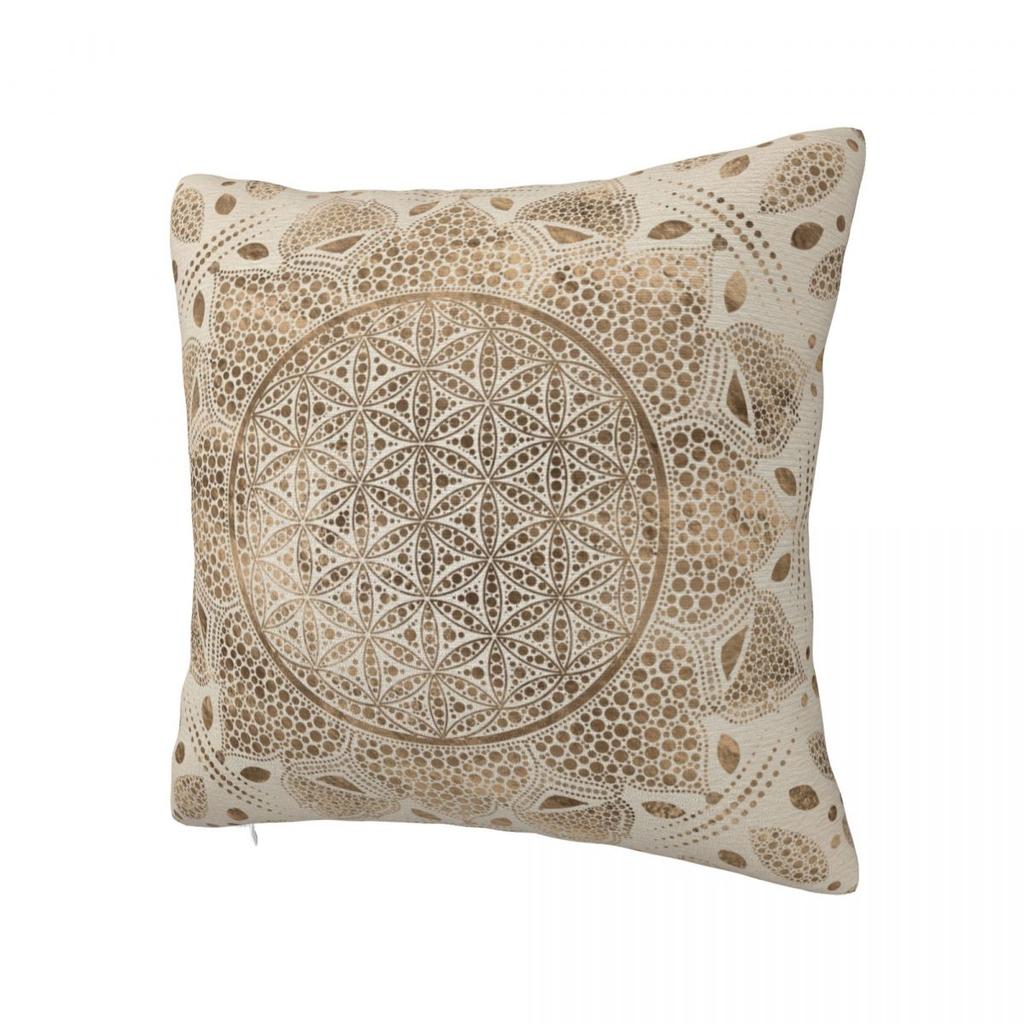 Flower Of Life In Lotus Dot Art Golds Mandala Pillowcase Printing Cushion Cover Decoration Throw Pillow Case Cover Home